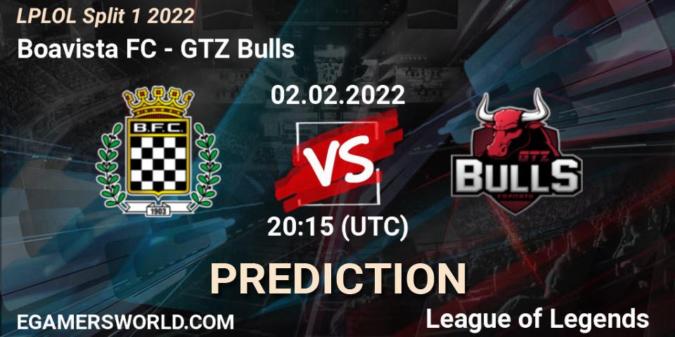 Boavista FC vs GTZ Bulls: Betting TIp, Match Prediction. 02.02.2022 at 20:15. LoL, LPLOL Split 1 2022
