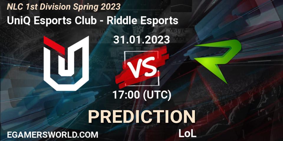 UniQ Esports Club vs Riddle Esports: Betting TIp, Match Prediction. 31.01.23. LoL, NLC 1st Division Spring 2023
