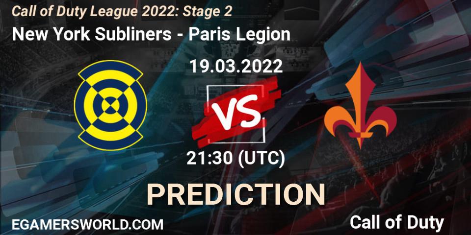New York Subliners vs Paris Legion: Betting TIp, Match Prediction. 19.03.2022 at 20:30. Call of Duty, Call of Duty League 2022: Stage 2