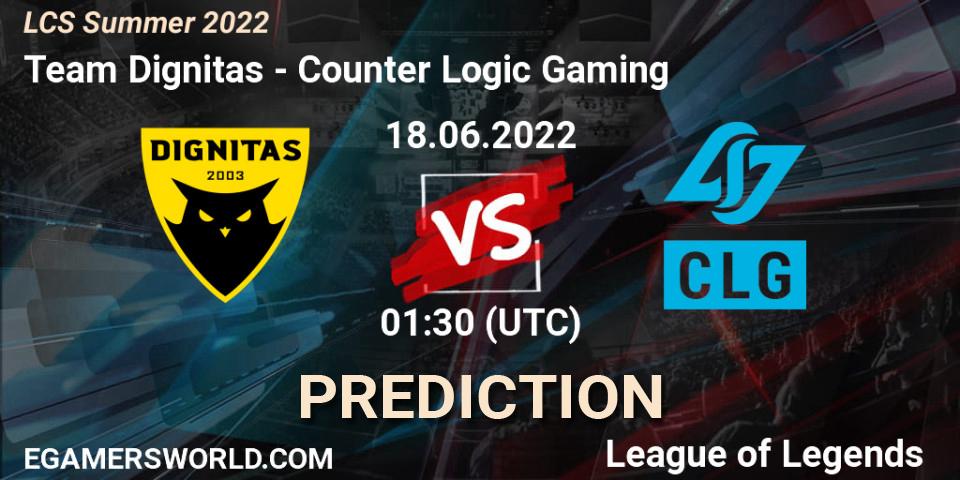Team Dignitas vs Counter Logic Gaming: Betting TIp, Match Prediction. 18.06.22. LoL, LCS Summer 2022