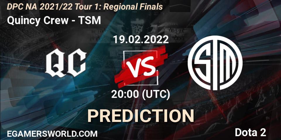 Quincy Crew vs TSM: Betting TIp, Match Prediction. 19.02.22. Dota 2, DPC NA 2021/22 Tour 1: Regional Finals