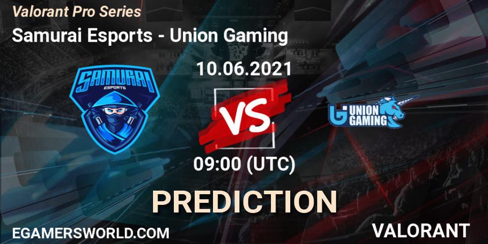 Samurai Esports vs Union Gaming: Betting TIp, Match Prediction. 10.06.2021 at 09:30. VALORANT, Valorant Pro Series