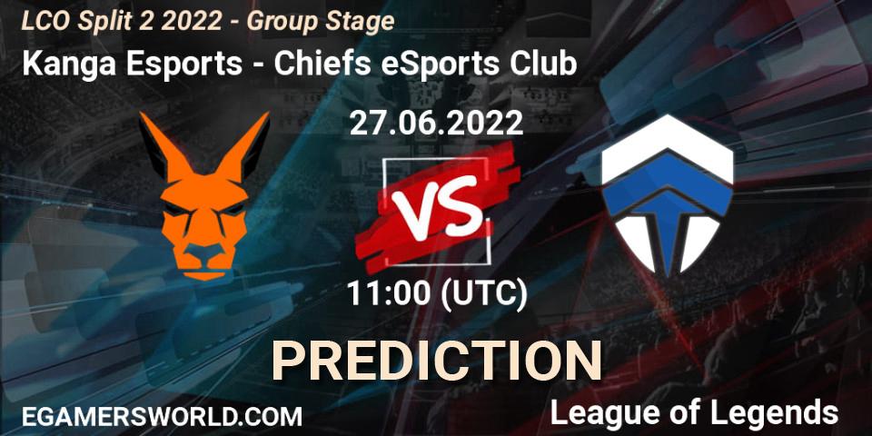 Kanga Esports vs Chiefs eSports Club: Betting TIp, Match Prediction. 27.06.2022 at 11:00. LoL, LCO Split 2 2022 - Group Stage