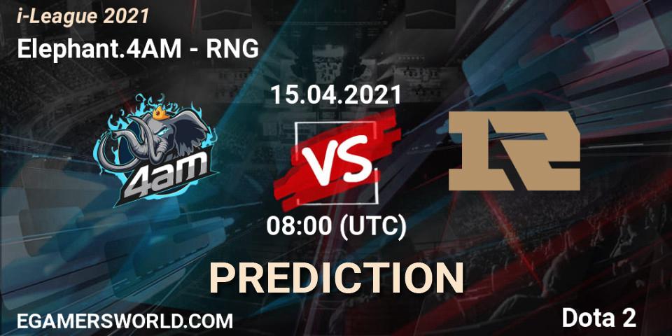 Elephant.4AM vs RNG: Betting TIp, Match Prediction. 14.04.2021 at 08:05. Dota 2, i-League 2021 Season 1