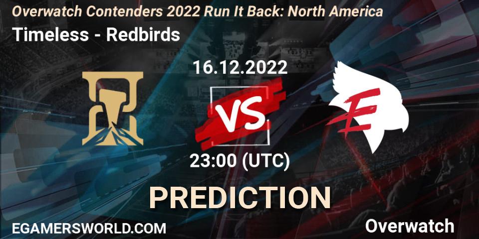 Timeless vs Redbirds: Betting TIp, Match Prediction. 16.12.22. Overwatch, Overwatch Contenders 2022 Run It Back: North America