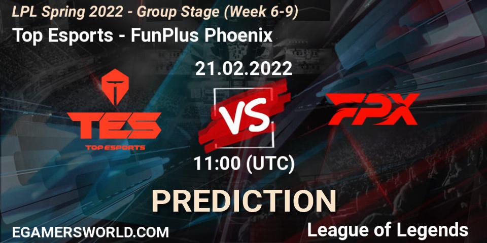 Top Esports vs FunPlus Phoenix: Betting TIp, Match Prediction. 21.02.22. LoL, LPL Spring 2022 - Group Stage (Week 6-9)