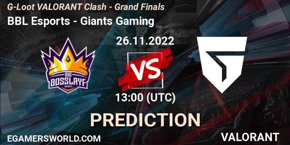 BBL Esports vs Giants Gaming: Betting TIp, Match Prediction. 26.11.22. VALORANT, G-Loot VALORANT Clash - Grand Finals