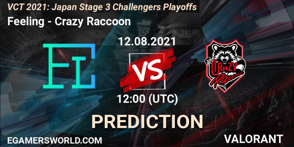 Feeling vs Crazy Raccoon: Betting TIp, Match Prediction. 12.08.2021 at 12:00. VALORANT, VCT 2021: Japan Stage 3 Challengers Playoffs