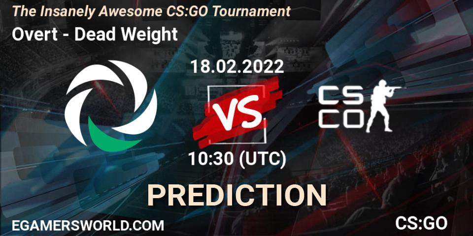 Overt vs Dead Weight: Betting TIp, Match Prediction. 18.02.22. CS2 (CS:GO), The Insanely Awesome CS:GO Tournament
