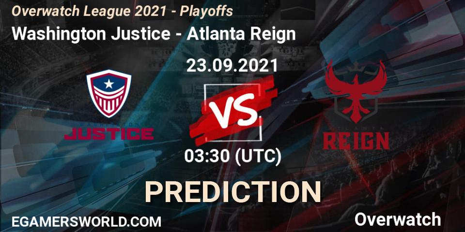 Washington Justice vs Atlanta Reign: Betting TIp, Match Prediction. 22.09.21. Overwatch, Overwatch League 2021 - Playoffs