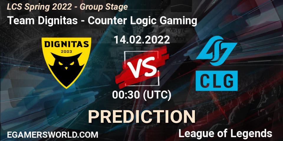 Team Dignitas vs Counter Logic Gaming: Betting TIp, Match Prediction. 14.02.22. LoL, LCS Spring 2022 - Group Stage