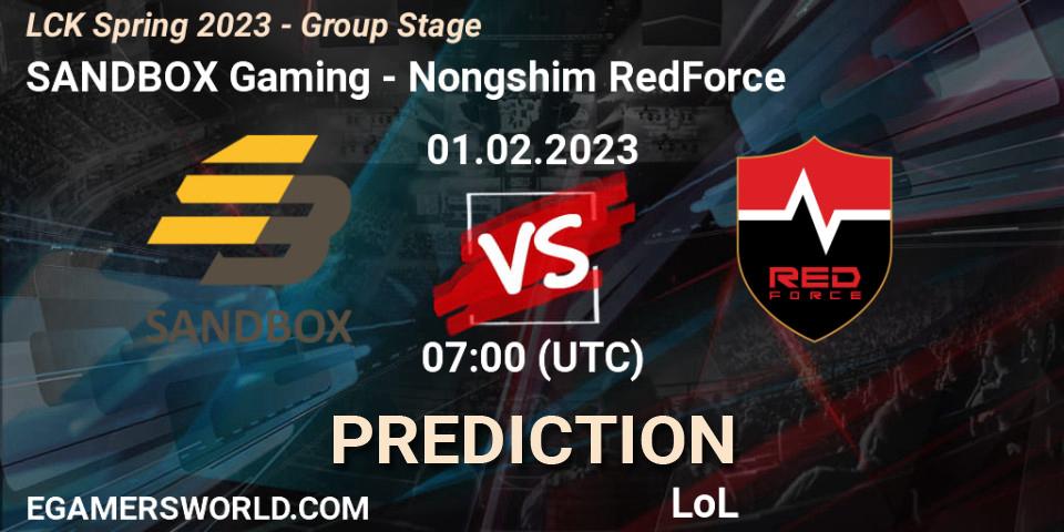 SANDBOX Gaming vs Nongshim RedForce: Betting TIp, Match Prediction. 01.02.23. LoL, LCK Spring 2023 - Group Stage