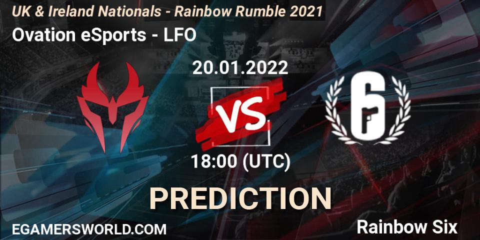 Ovation eSports vs LFO: Betting TIp, Match Prediction. 25.01.2022 at 18:00. Rainbow Six, UK & Ireland Nationals - Rainbow Rumble 2021