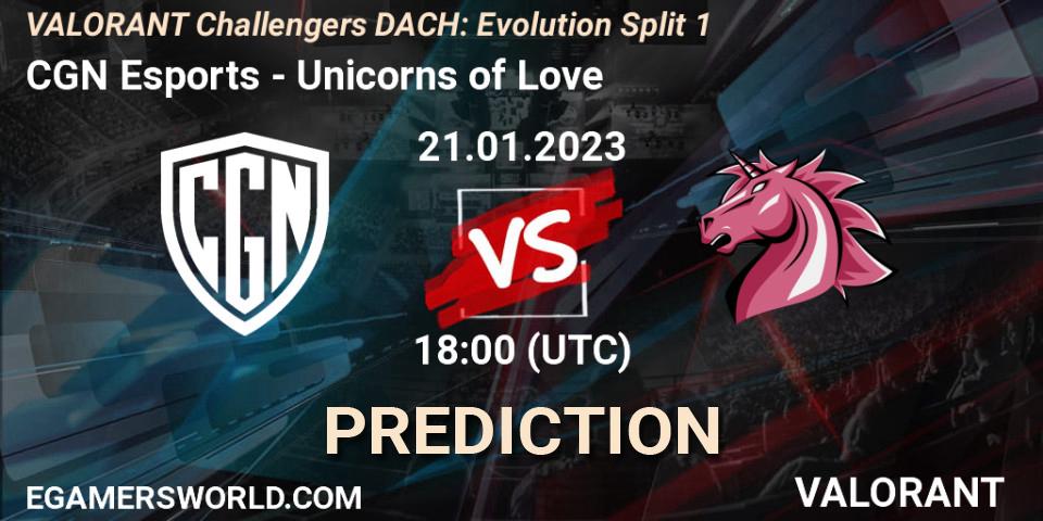 CGN Esports vs Unicorns of Love: Betting TIp, Match Prediction. 21.01.23. VALORANT, VALORANT Challengers 2023 DACH: Evolution Split 1