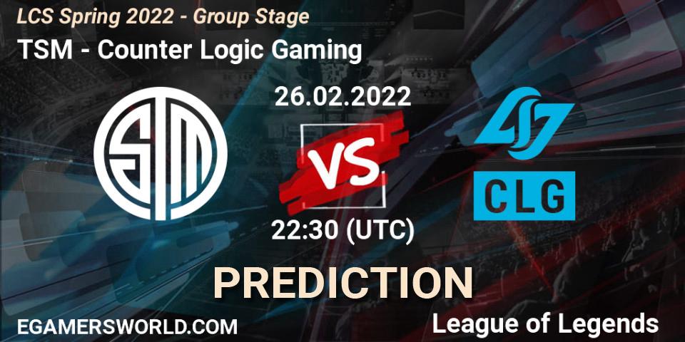 TSM vs Counter Logic Gaming: Betting TIp, Match Prediction. 26.02.2022 at 22:30. LoL, LCS Spring 2022 - Group Stage