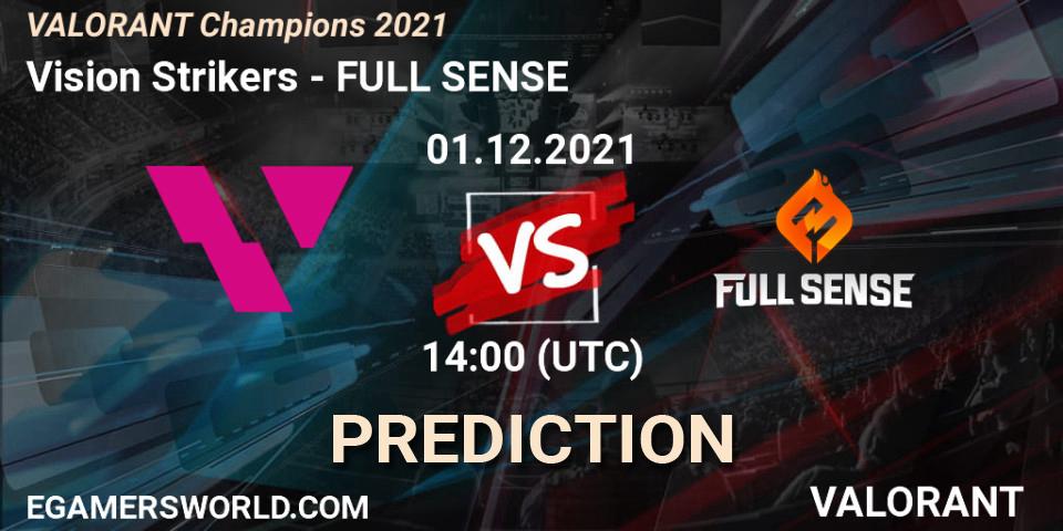 Vision Strikers vs FULL SENSE: Betting TIp, Match Prediction. 01.12.2021 at 14:00. VALORANT, VALORANT Champions 2021