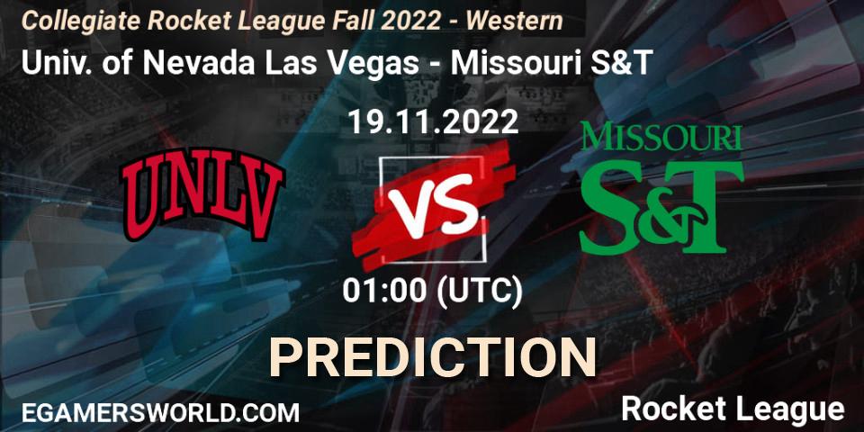 Univ. of Nevada Las Vegas vs Missouri S&T: Betting TIp, Match Prediction. 19.11.2022 at 01:00. Rocket League, Collegiate Rocket League Fall 2022 - Western