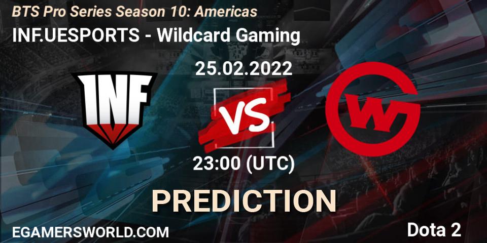INF.UESPORTS vs Wildcard Gaming: Betting TIp, Match Prediction. 25.02.2022 at 23:06. Dota 2, BTS Pro Series Season 10: Americas
