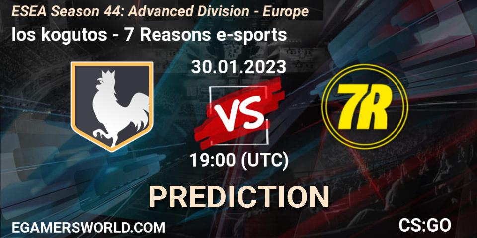 los kogutos vs 7 Reasons e-sports: Betting TIp, Match Prediction. 05.02.23. CS2 (CS:GO), ESEA Season 44: Advanced Division - Europe
