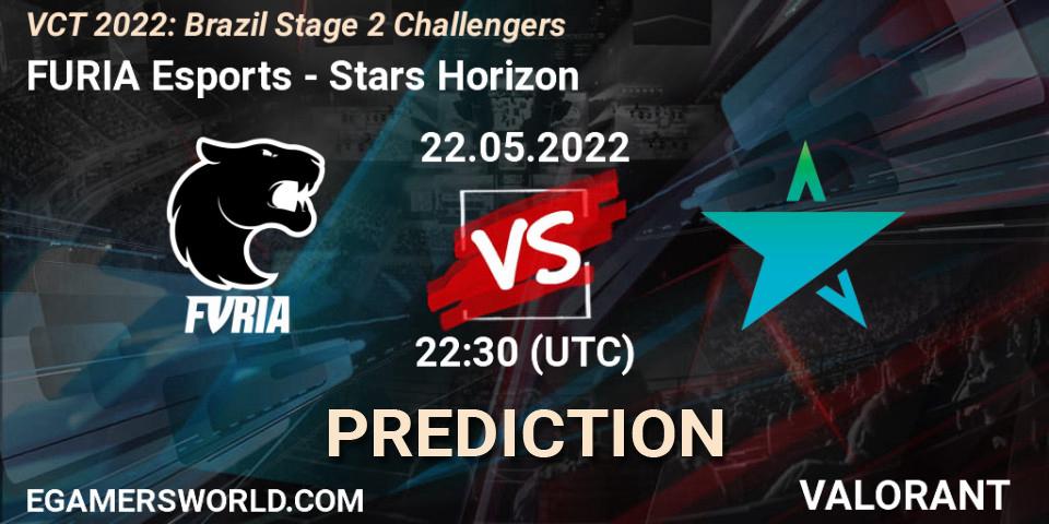 FURIA Esports vs Stars Horizon: Betting TIp, Match Prediction. 22.05.2022 at 23:00. VALORANT, VCT 2022: Brazil Stage 2 Challengers