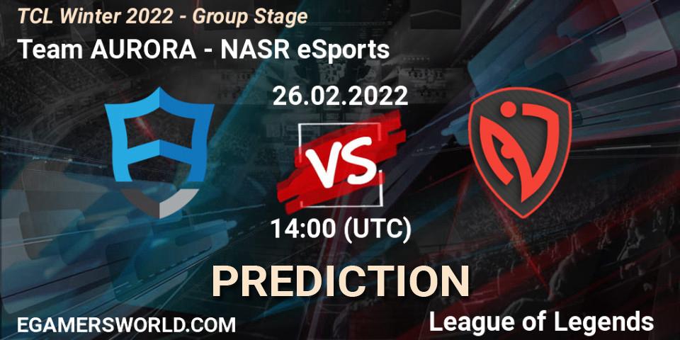 Team AURORA vs NASR eSports: Betting TIp, Match Prediction. 26.02.22. LoL, TCL Winter 2022 - Group Stage