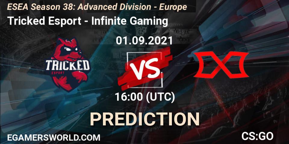 Tricked Esport vs Infinite Gaming: Betting TIp, Match Prediction. 01.09.2021 at 16:00. Counter-Strike (CS2), ESEA Season 38: Advanced Division - Europe