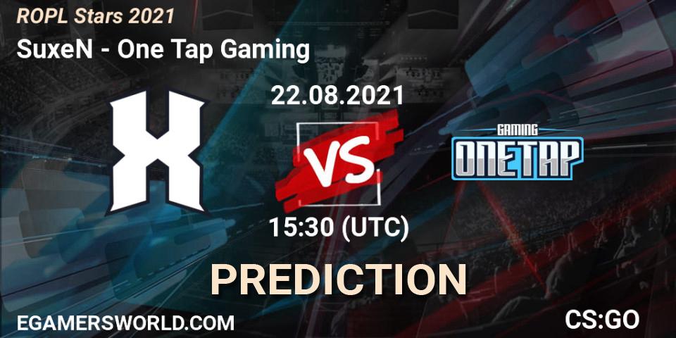 SuxeN vs One Tap Gaming: Betting TIp, Match Prediction. 22.08.2021 at 13:00. Counter-Strike (CS2), ROPL Stars 2021