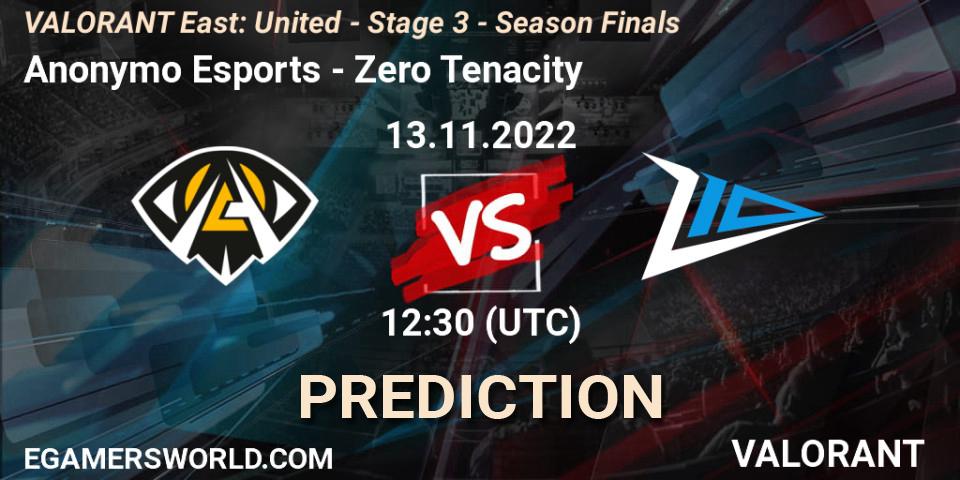 Anonymo Esports vs Zero Tenacity: Betting TIp, Match Prediction. 13.11.22. VALORANT, VALORANT East: United - Stage 3 - Season Finals