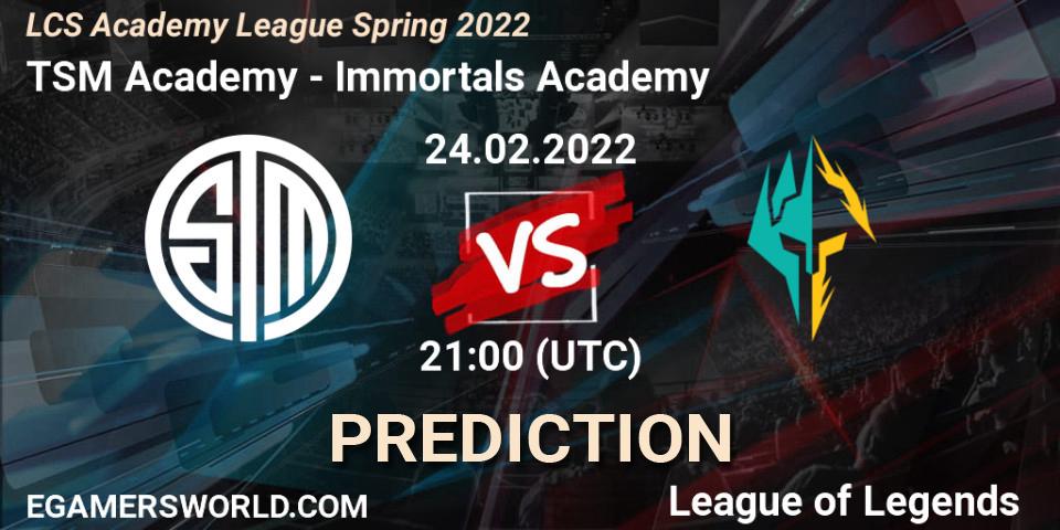 TSM Academy vs Immortals Academy: Betting TIp, Match Prediction. 24.02.22. LoL, LCS Academy League Spring 2022