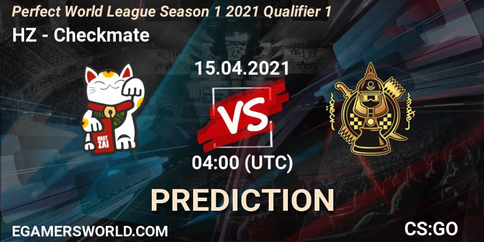 HZ vs Checkmate: Betting TIp, Match Prediction. 15.04.2021 at 04:10. Counter-Strike (CS2), Perfect World League Season 1 2021 Qualifier 1