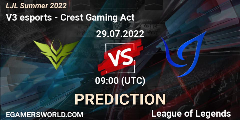 V3 esports vs Crest Gaming Act: Betting TIp, Match Prediction. 29.07.22. LoL, LJL Summer 2022