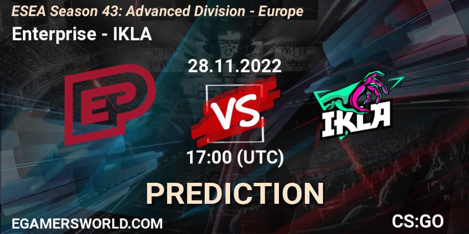 Enterprise vs IKLA: Betting TIp, Match Prediction. 28.11.22. CS2 (CS:GO), ESEA Season 43: Advanced Division - Europe
