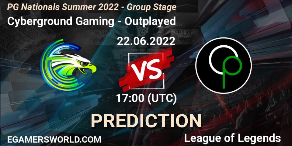 Cyberground Gaming vs Outplayed: Betting TIp, Match Prediction. 22.06.2022 at 17:00. LoL, PG Nationals Summer 2022 - Group Stage