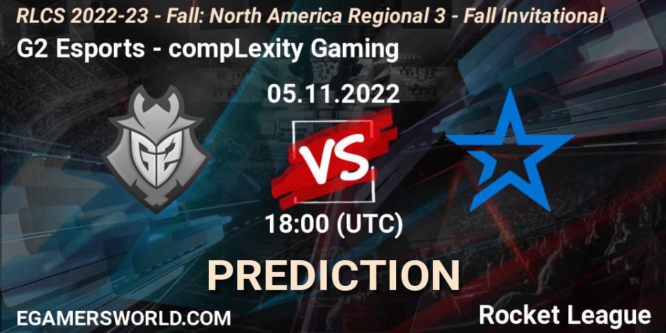 G2 Esports vs compLexity Gaming: Betting TIp, Match Prediction. 05.11.22. Rocket League, RLCS 2022-23 - Fall: North America Regional 3 - Fall Invitational