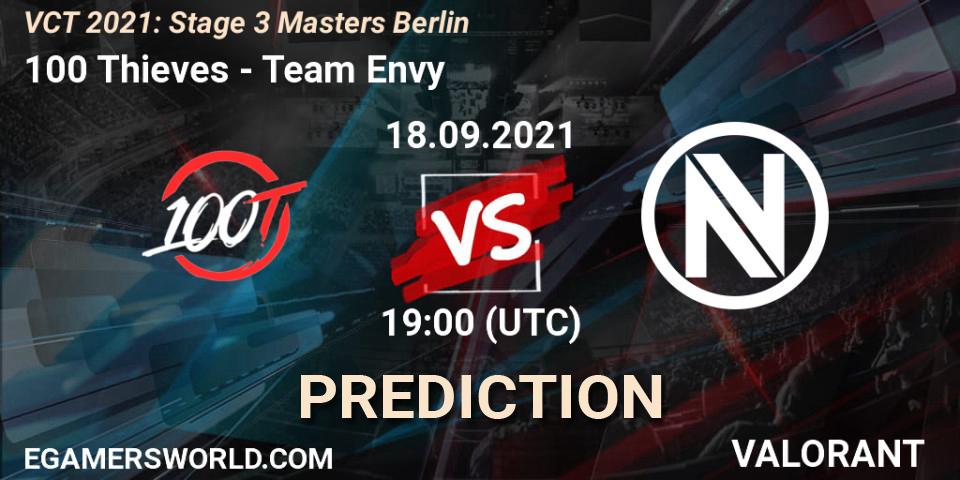 100 Thieves vs Team Envy: Betting TIp, Match Prediction. 18.09.2021 at 19:00. VALORANT, VCT 2021: Stage 3 Masters Berlin