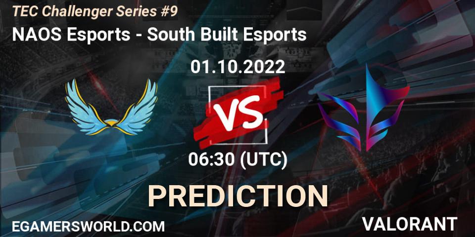 NAOS Esports vs South Built Esports: Betting TIp, Match Prediction. 01.10.2022 at 06:30. VALORANT, TEC Challenger Series #9