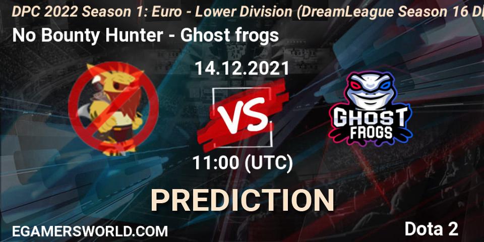 No Bounty Hunter vs Ghost frogs: Betting TIp, Match Prediction. 14.12.2021 at 10:55. Dota 2, DPC 2022 Season 1: Euro - Lower Division (DreamLeague Season 16 DPC WEU)