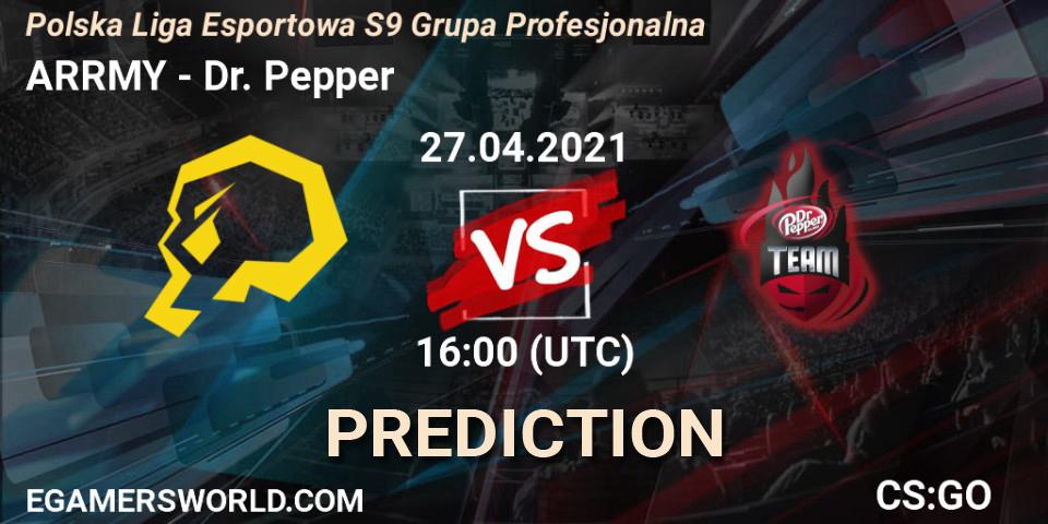 ARRMY vs Dr. Pepper: Betting TIp, Match Prediction. 27.04.2021 at 16:00. Counter-Strike (CS2), Polska Liga Esportowa S9 Grupa Profesjonalna