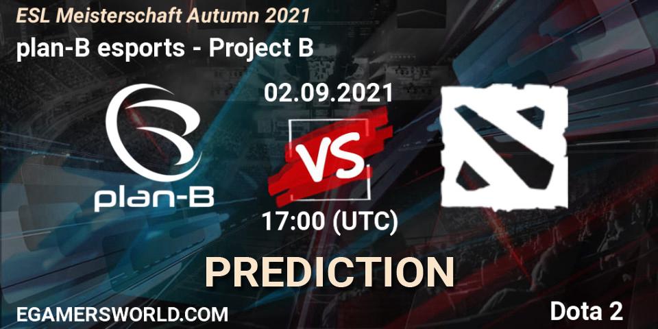 plan-B esports vs Project B: Betting TIp, Match Prediction. 02.09.2021 at 17:03. Dota 2, ESL Meisterschaft Autumn 2021