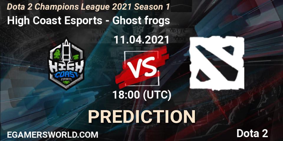 High Coast Esports vs Ghost frogs: Betting TIp, Match Prediction. 11.04.2021 at 16:15. Dota 2, Dota 2 Champions League 2021 Season 1
