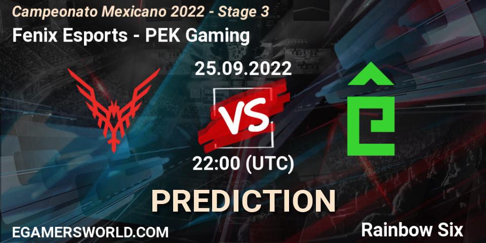 Fenix Esports vs PÊEK Gaming: Betting TIp, Match Prediction. 25.09.2022 at 22:00. Rainbow Six, Campeonato Mexicano 2022 - Stage 3