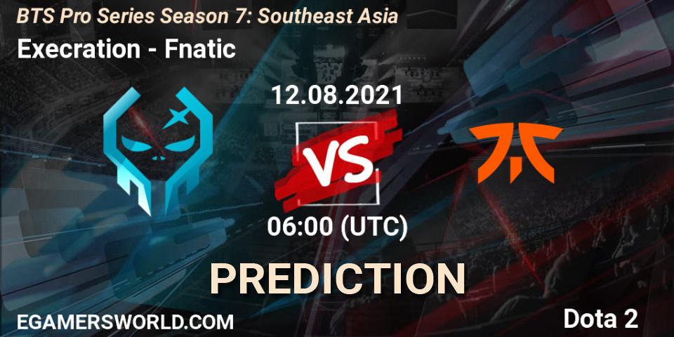 Execration vs Fnatic: Betting TIp, Match Prediction. 12.08.2021 at 06:00. Dota 2, BTS Pro Series Season 7: Southeast Asia