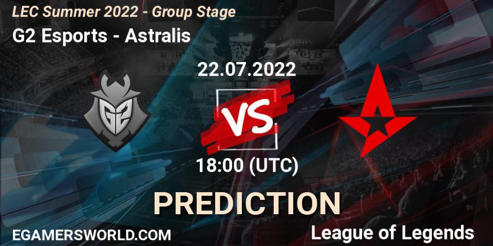 G2 Esports vs Astralis: Betting TIp, Match Prediction. 22.07.2022 at 19:00. LoL, LEC Summer 2022 - Group Stage
