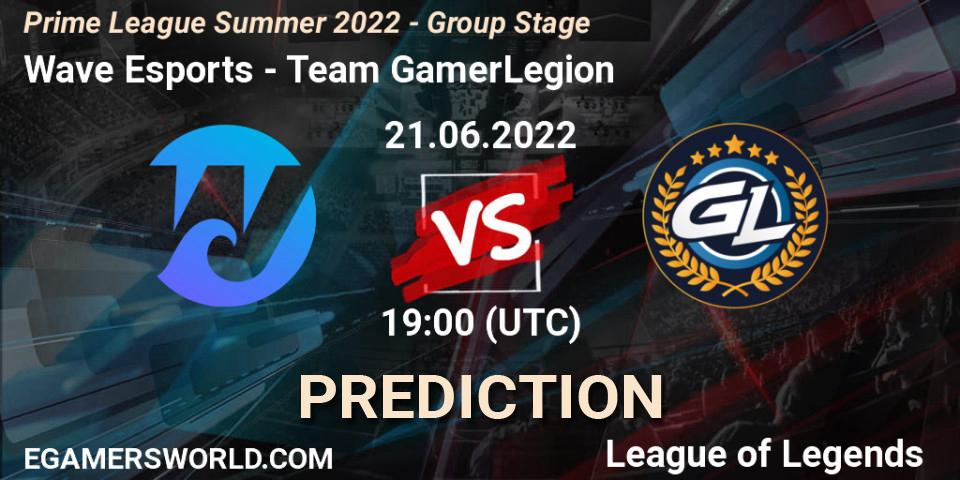 Wave Esports vs Team GamerLegion: Betting TIp, Match Prediction. 21.06.2022 at 19:00. LoL, Prime League Summer 2022 - Group Stage