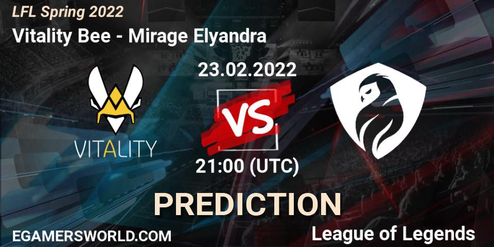 Vitality Bee vs Mirage Elyandra: Betting TIp, Match Prediction. 23.02.2022 at 21:00. LoL, LFL Spring 2022