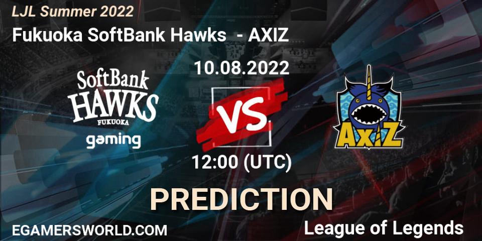 Fukuoka SoftBank Hawks vs AXIZ: Betting TIp, Match Prediction. 10.08.22. LoL, LJL Summer 2022