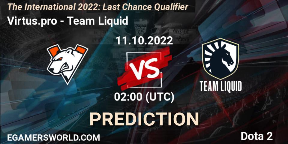 Virtus.pro vs Team Liquid: Betting TIp, Match Prediction. 11.10.22. Dota 2, The International 2022: Last Chance Qualifier
