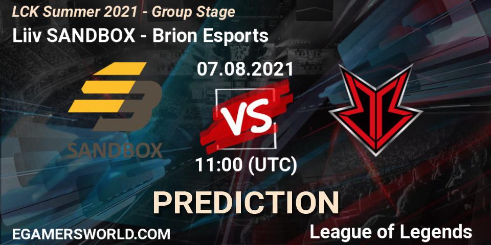 Liiv SANDBOX vs Brion Esports: Betting TIp, Match Prediction. 07.08.2021 at 11:00. LoL, LCK Summer 2021 - Group Stage