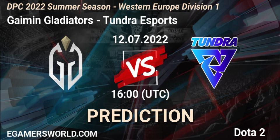 Gaimin Gladiators vs Tundra Esports: Betting TIp, Match Prediction. 12.07.2022 at 15:55. Dota 2, DPC WEU 2021/2022 Tour 3: Division I