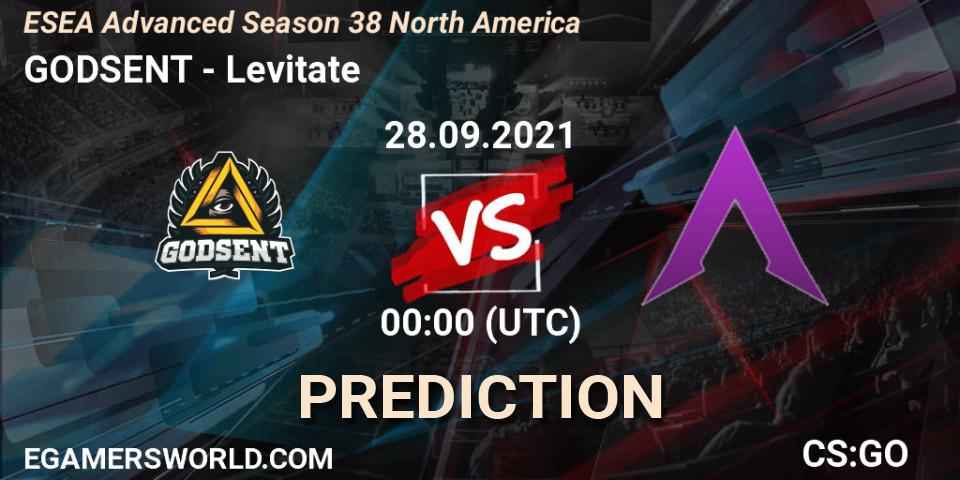 GODSENT vs Levitate: Betting TIp, Match Prediction. 28.09.2021 at 00:00. Counter-Strike (CS2), ESEA Advanced Season 38 North America